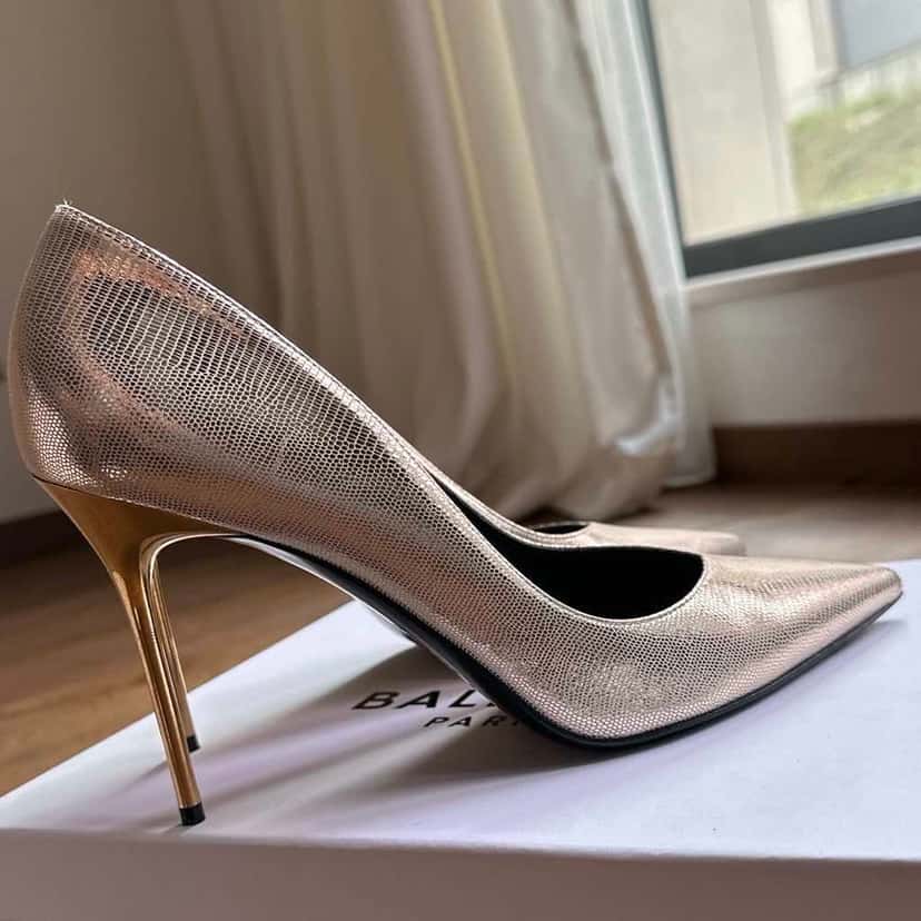 Balmain Lamb Leather PUMPS Gold Leather Good condition - Inside View