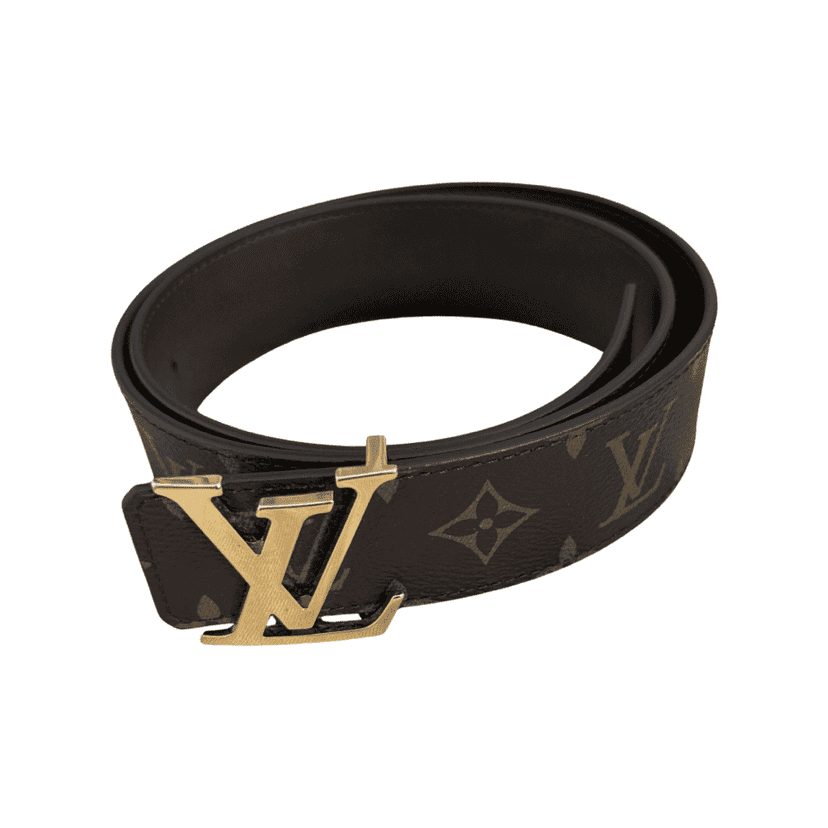 Louis Vuitton Monogram belt Brown Leather Gold Never worn - Front View