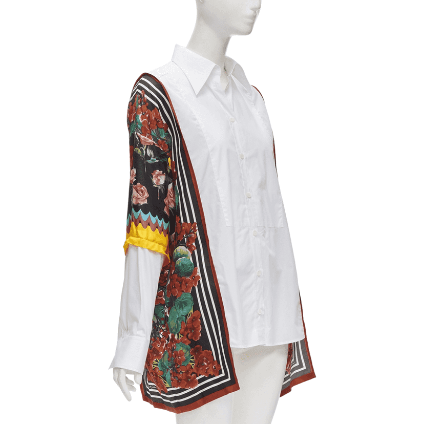 Dolce & Gabbana Floral Insert Shirt White Cotton Never worn - Front View