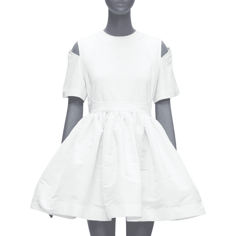 Alexander McQueen Cut Out Dress White Cotton Never worn - Front View