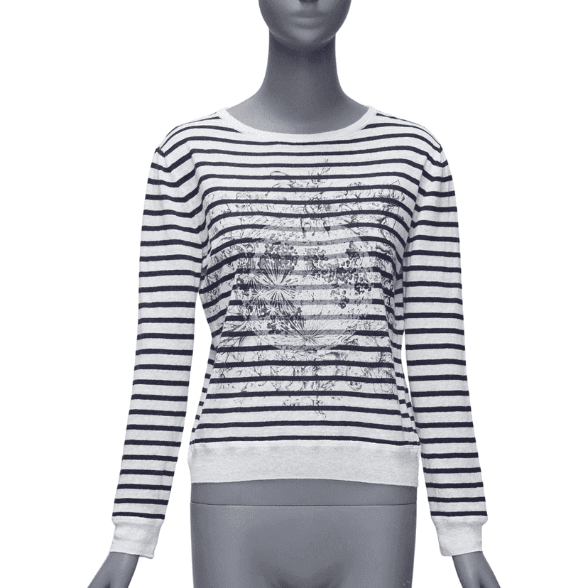Dior Animal Stripe Sweater White Linen Never worn - Front View
