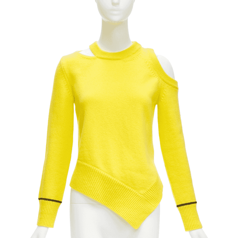 Alexander McQueen Asymmetric Cold Sweater Yellow Wool Never worn - Front View
