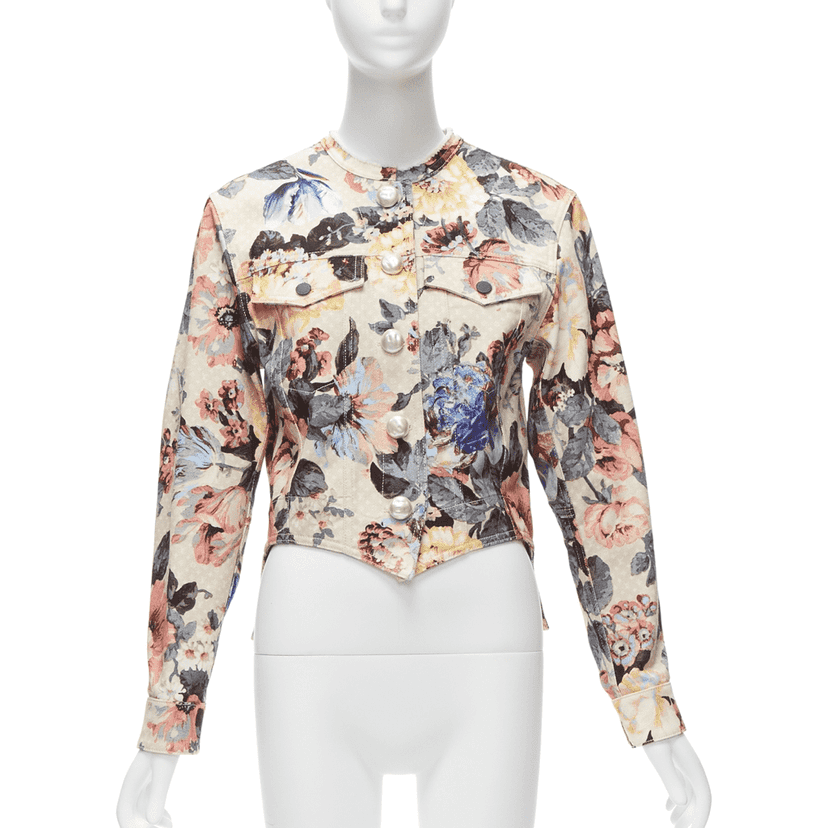 Louis Vuitton Vintage Flower Cropped Jacket Pink Cotton Never worn - Front View