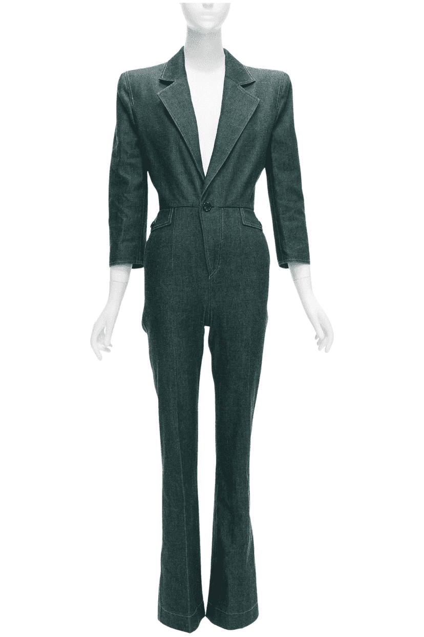 Saint Laurent Denim Shoulder Jumpsuit Blue Never worn - Front View