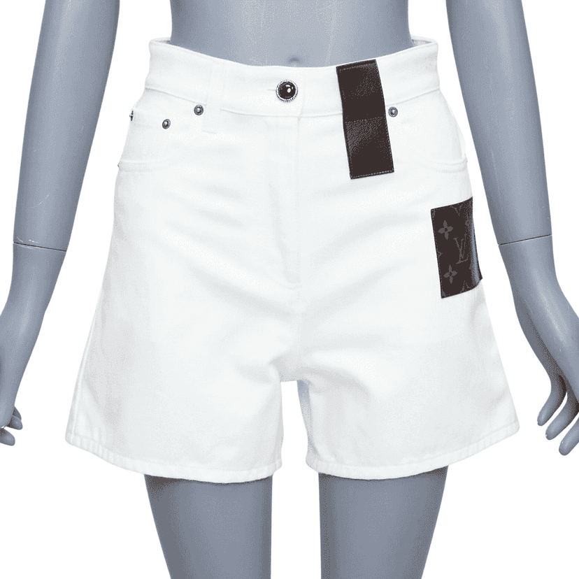 Louis Vuitton Accent Denim Shorts White Very good condition - Front View