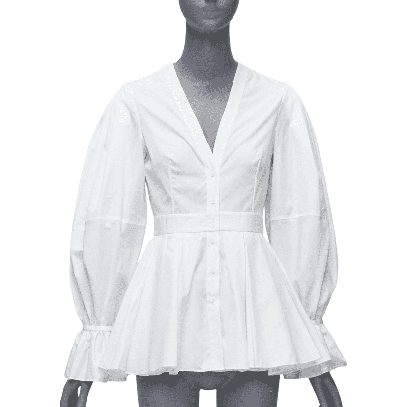 Alexander McQueen Balloon Sleeve Shirt White Cotton Very good condition - Front View