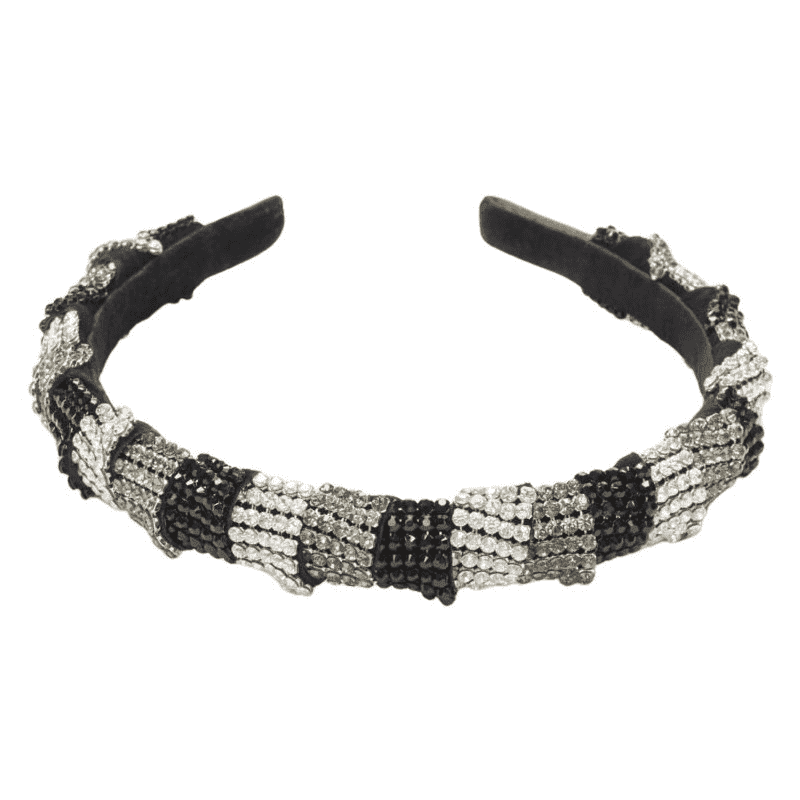 متعددة Crystal Black Headband Black Suede Never worn - Front View
