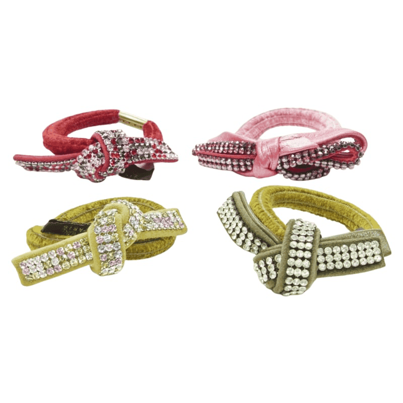 Unsigned Crystal Bow Hair Tie MultiColor Never worn - Front View