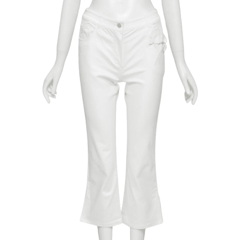 Christian Dior Crystal Cropped Jeans White Cotton Very good condition - Front View