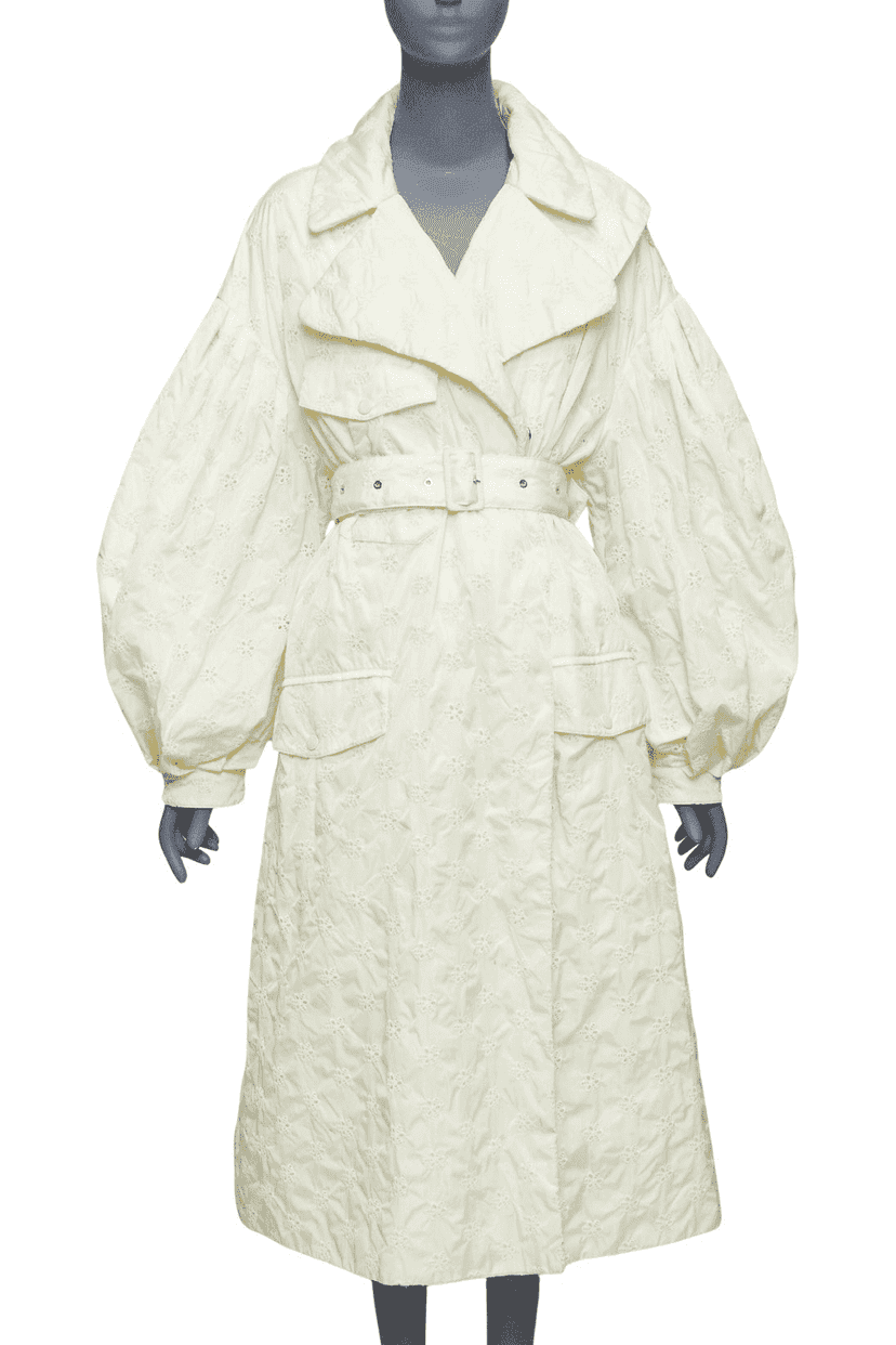 Moncler Cream Goose Down Coat Ecru Polyamide Good condition - Front View