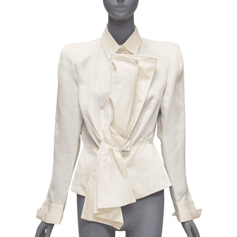 Gianfranco Ferré Bow Detail Jacket Beige Silk Very good condition - Front View