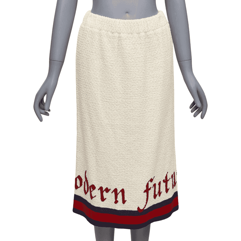 Gucci Boucle Trim Skirt Beige Cotton Never worn - Front View