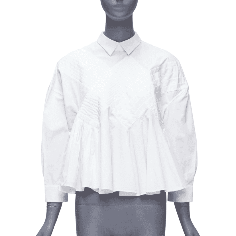 Viktor & Rolf Pleated Flare Shirt White Cotton Never worn - Front View