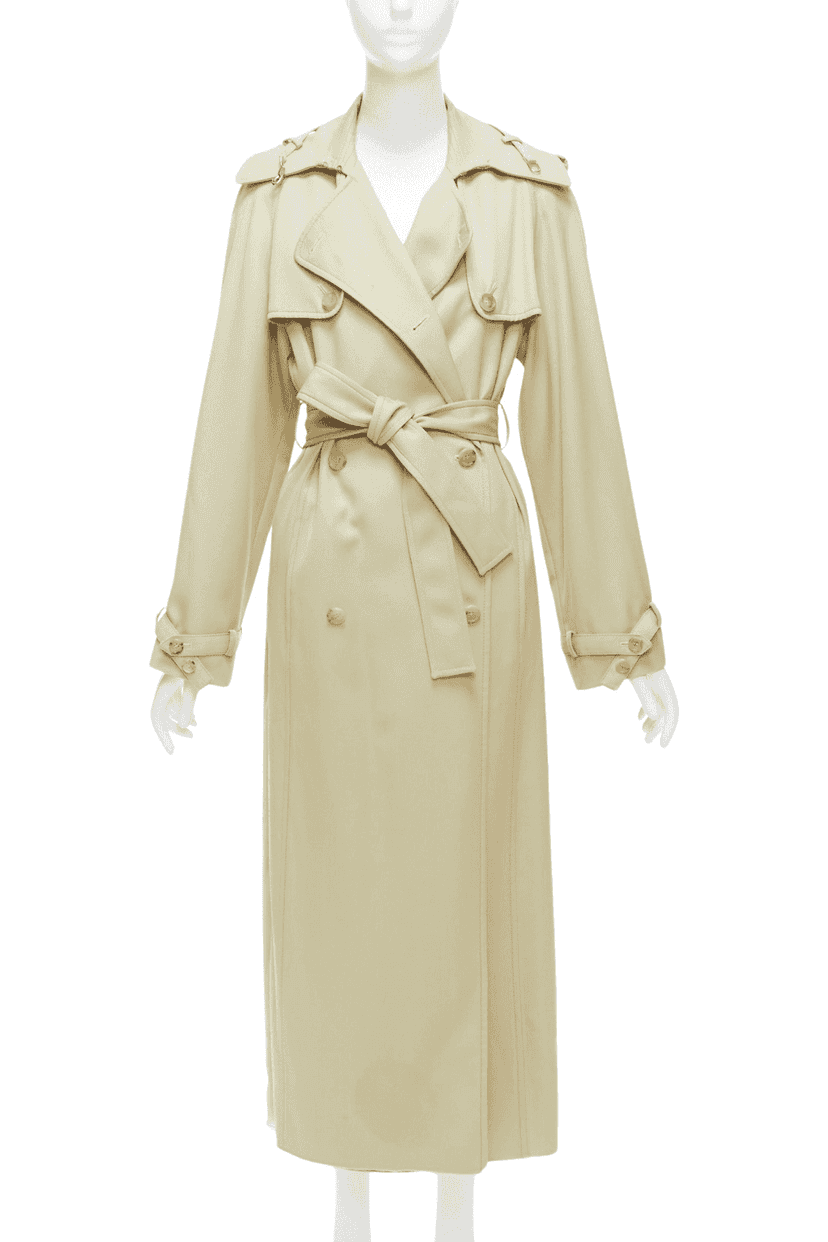 Gabriela Hearst Wool Silk Pleats Trench Beige Wool Very good condition - Front View