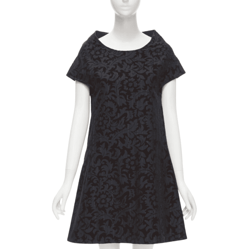 Comme Des Garcons Pinstripe Devore Dress Blue Wool Never worn - Front View