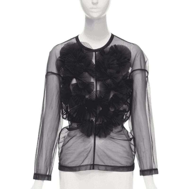 Comme Des Garcons Pleated Ruffle Top Black Good condition - Front View