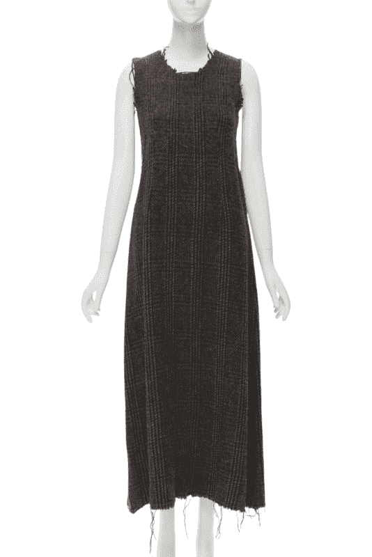 Comme Des Garcons Frayed Edge Dress Brown Wool Never worn - Front View