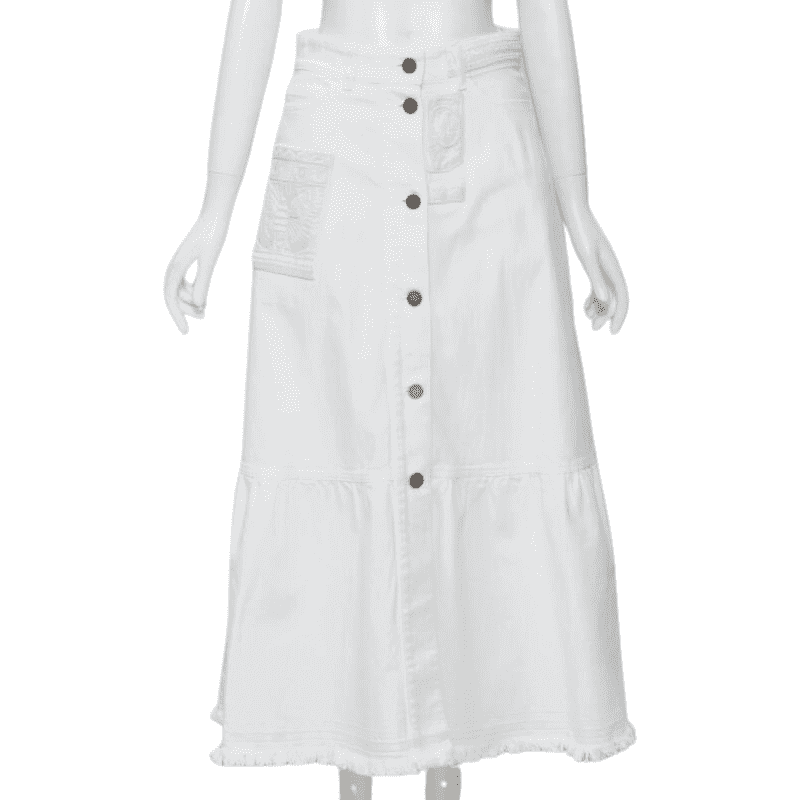 Valentino Garavani Butterfly Denim Skirt White Cotton Very good condition - Front View