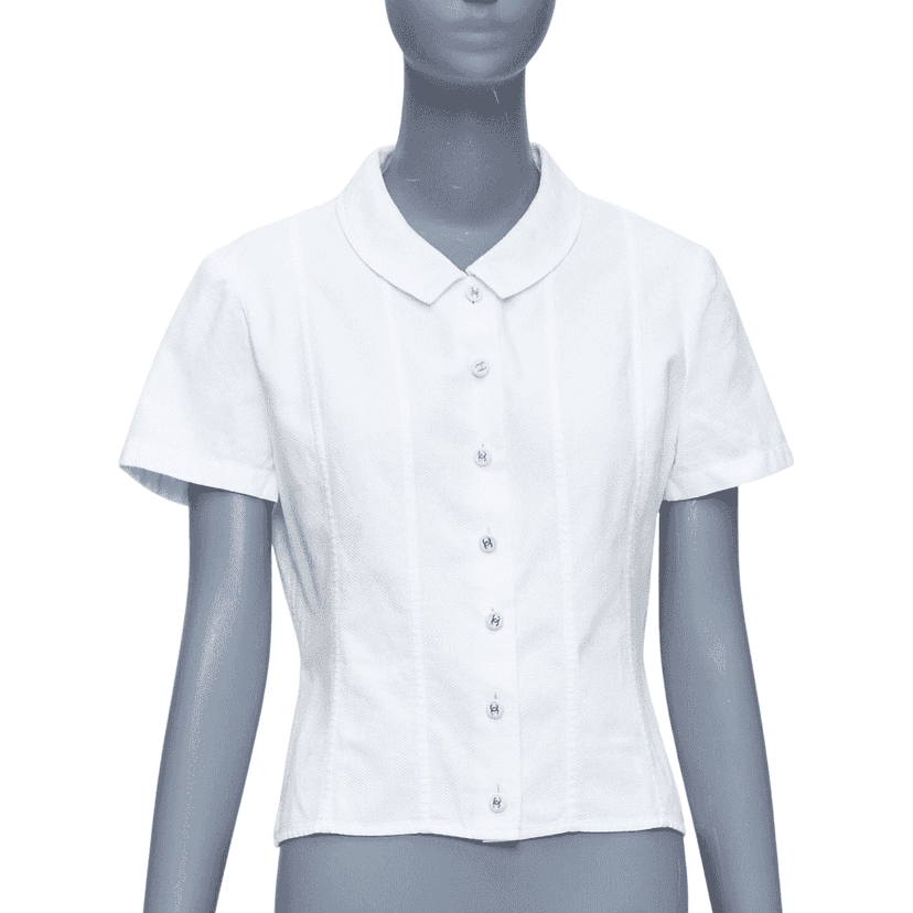 Chanel Cotton CC Logo Crop Shirt White Cotton Very good condition - Front View