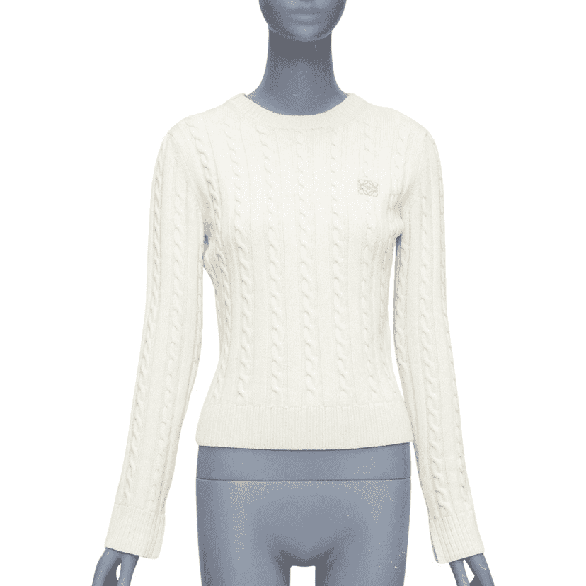 Loewe Cable Knit Sweater Beige Wool Good condition - Front View
