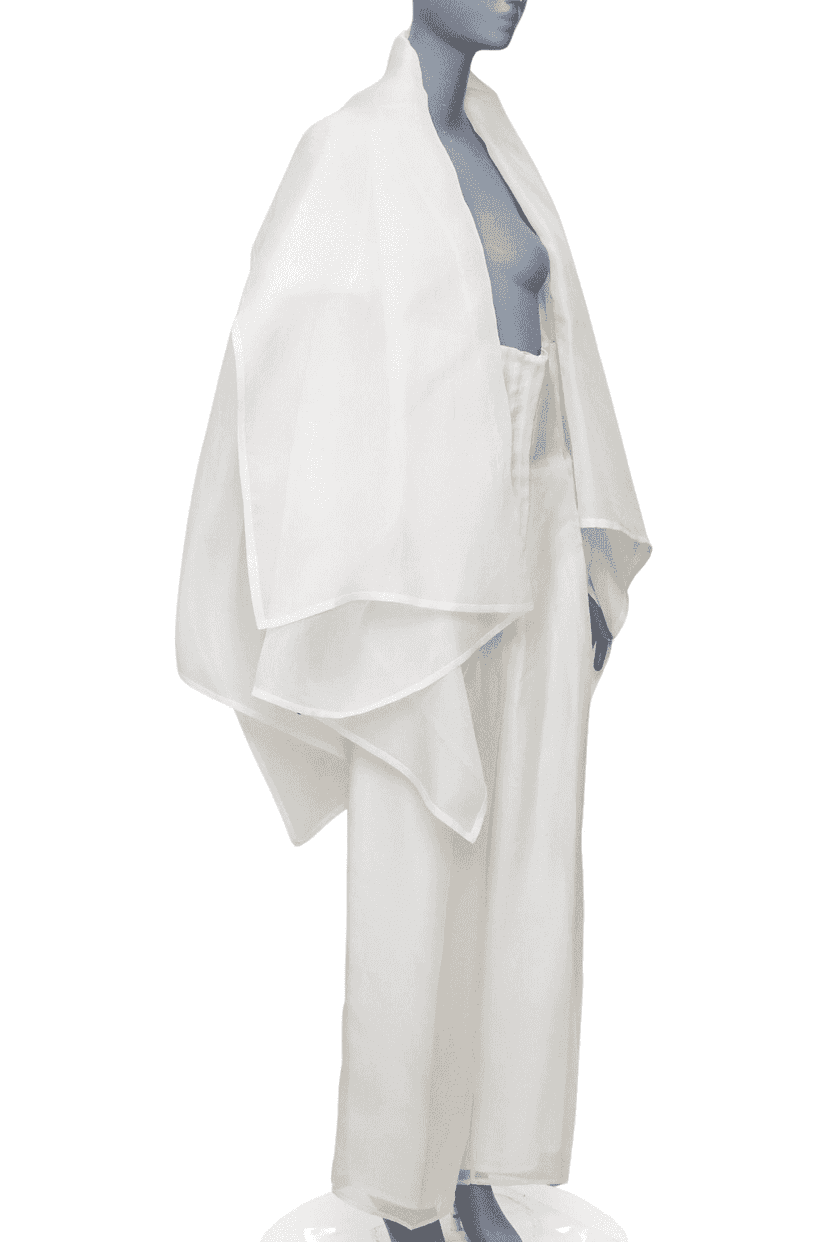 Dolce & Gabbana Ivory Coat Pantsuit Ecru Silk Fair condition - Front View