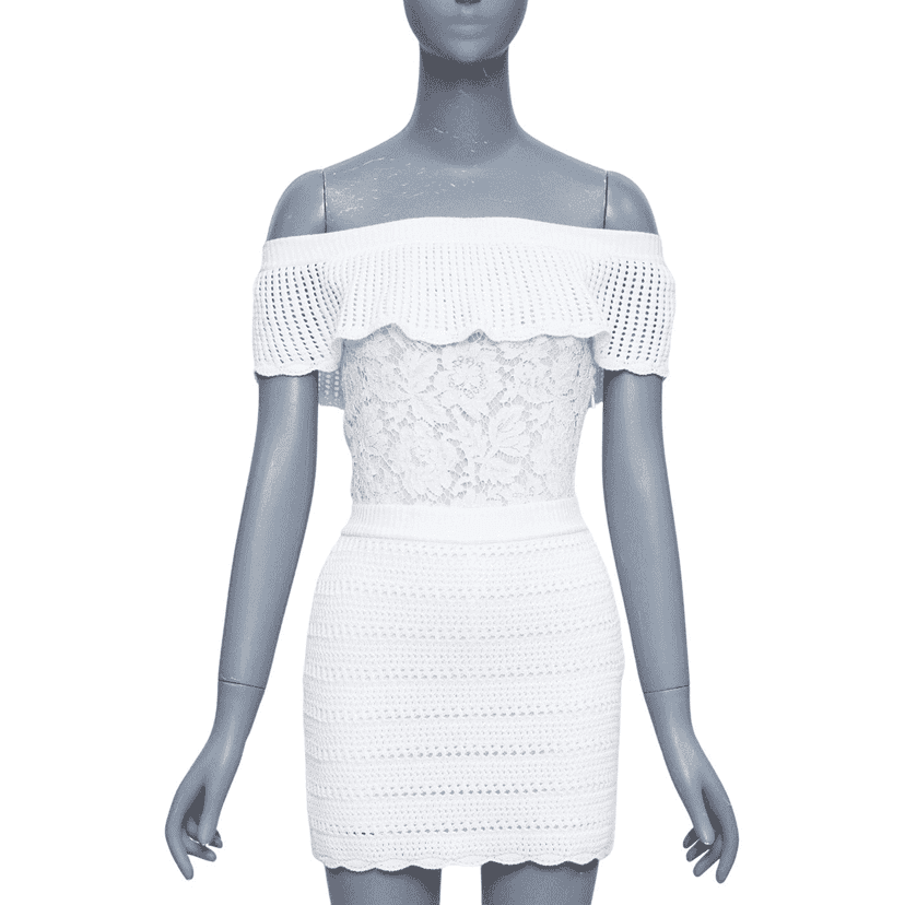 Valentino Off Shoulder Playsuit White Cotton Good condition - Front View