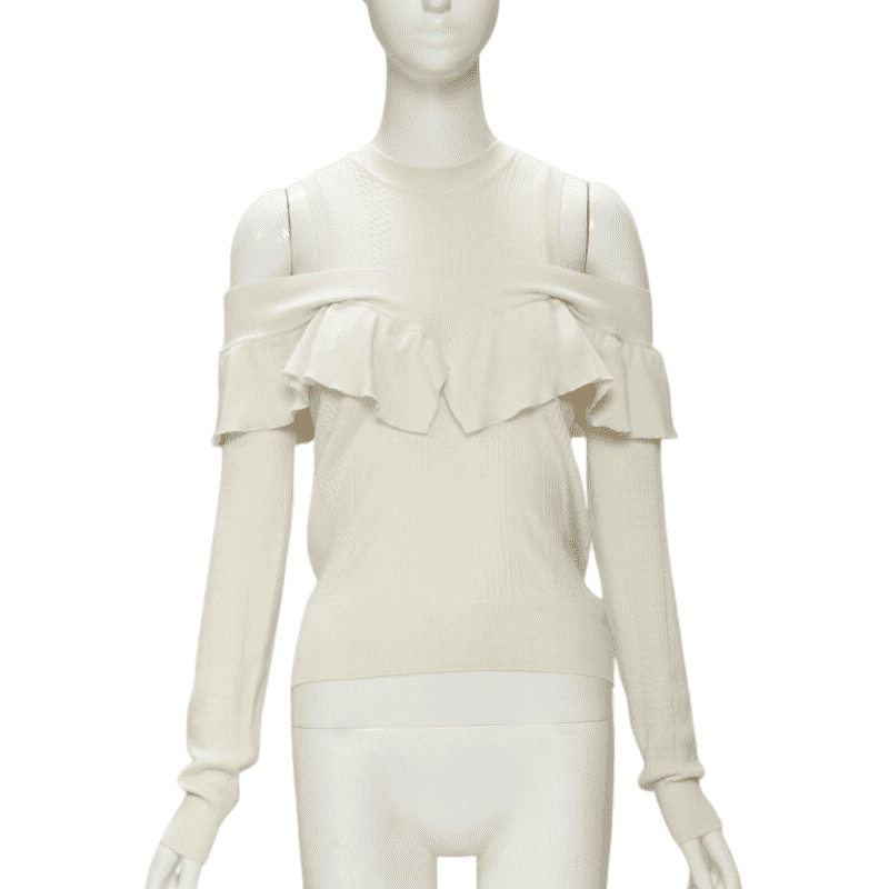 Fendi Cold Shoulder Sweater Beige Wool Never worn - Front View
