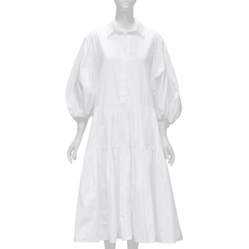 Cecilie Bahnsen Tiered Shirred Dress White Cotton Never worn - Front View