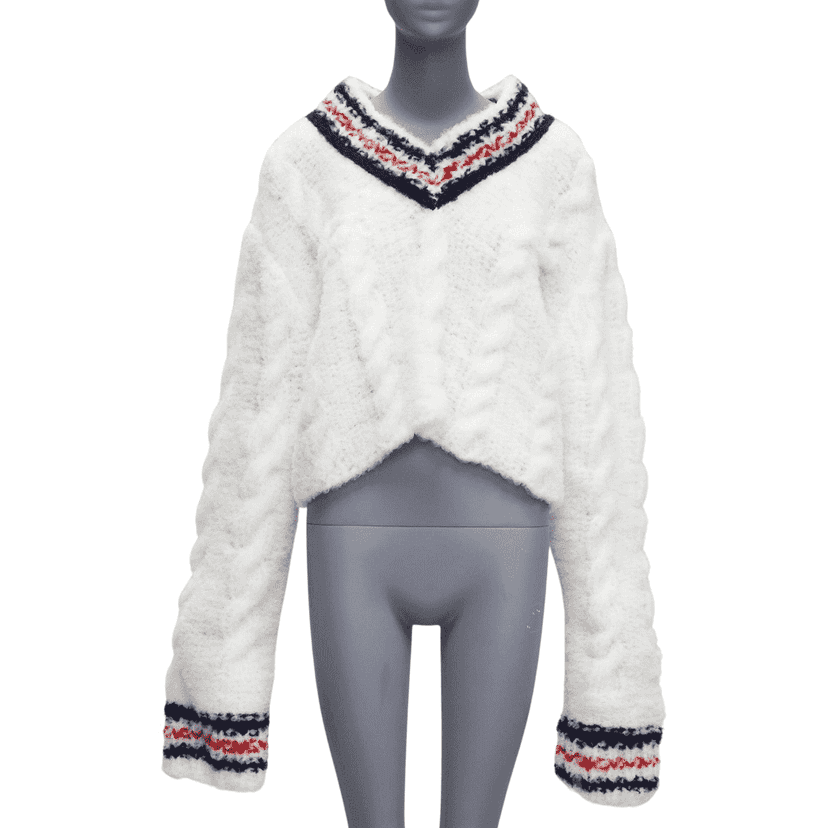 Thom Browne Varsity Knit Sweater White Never worn - Front View