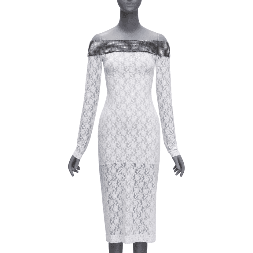 Christopher Kane Crystal Lace Dress Black Polyamide Never worn - Front View