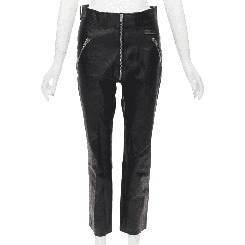 Balenciaga Moto Leather Pants Black Leather Good condition - Front View