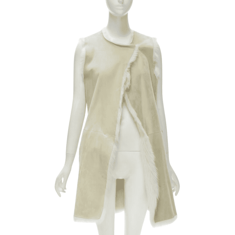 Theory Beige Shearling Suede Vest Beige Fur Very good condition - Front View
