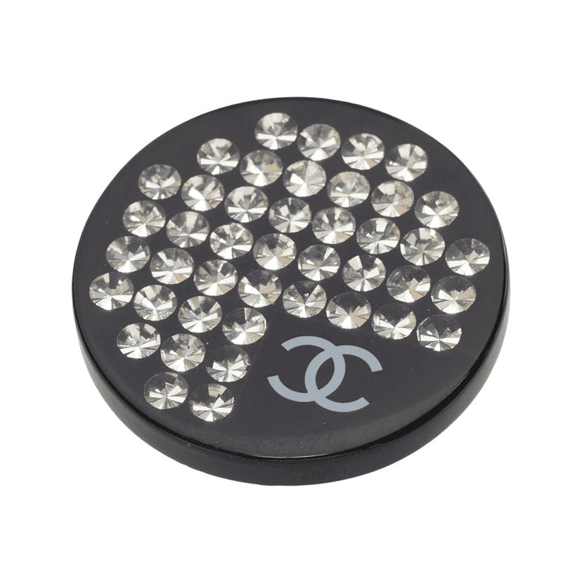 Chanel Diamante CC Pin Black Plastic Very good condition - Front View