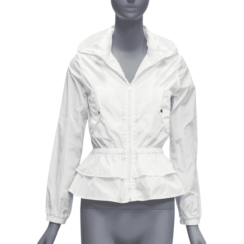 Gucci Ivory Peplum Hooded Jacket Ecru Polyamide Never worn, with tag - Front View