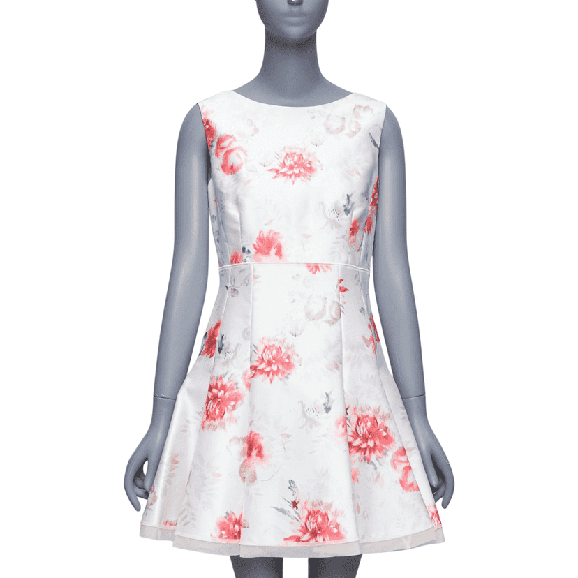 Giambattista Valli Floral Tulle Dress Beige Polyester Never worn - Front View