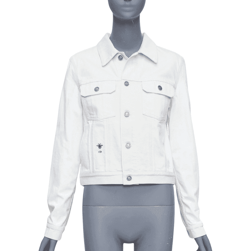 Dior White Denim Logo Jacket White Cotton Very good condition - Front View