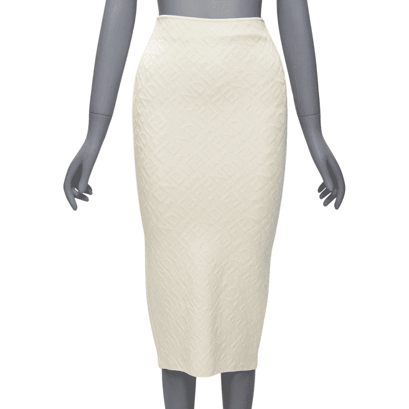 Fendi Logo Pencil Skirt Beige Viscose Never worn - Front View