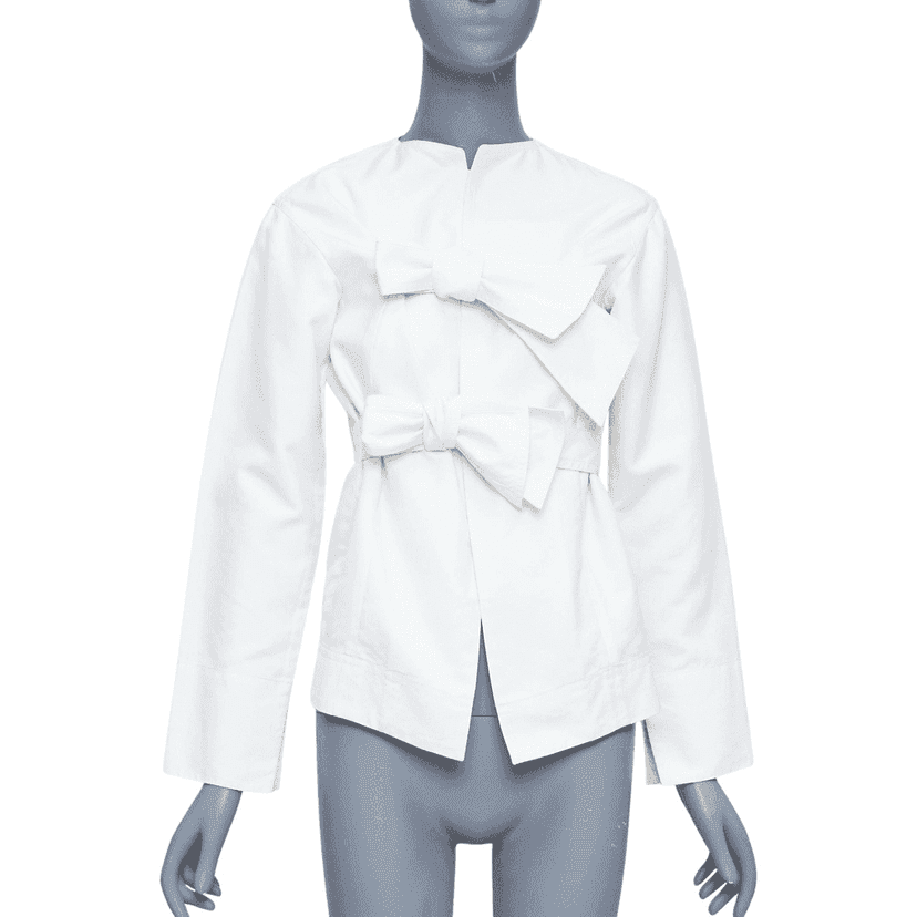 Celine Tie Front Jacket Beige Cotton Fair condition - Front View