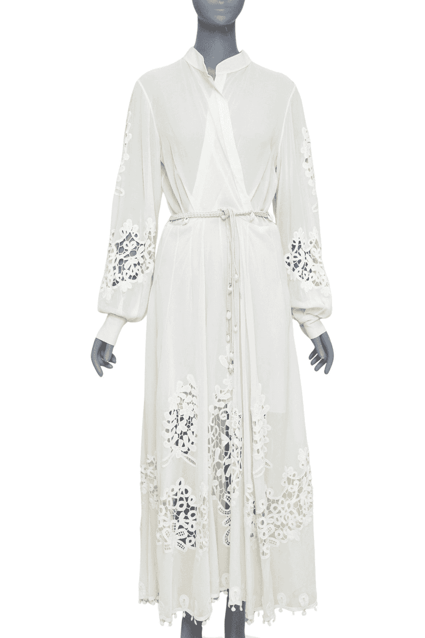 Oscar De La Renta Shell Belt Dress Ecru Cotton Very good condition - Front View