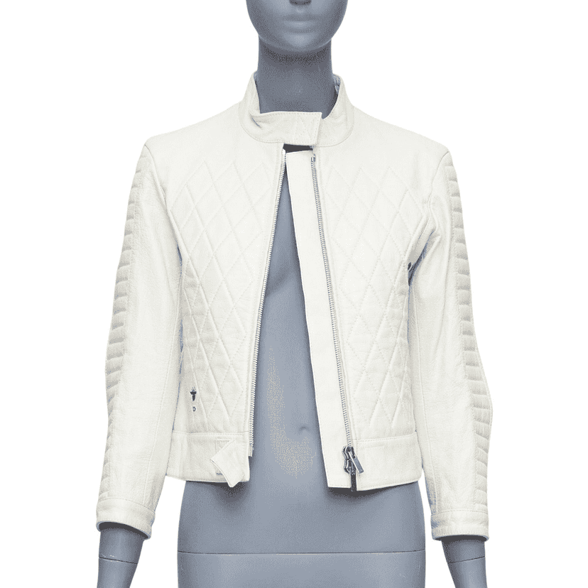 Dior Bee Quilted Jacket Ecru Leather Good condition - Front View