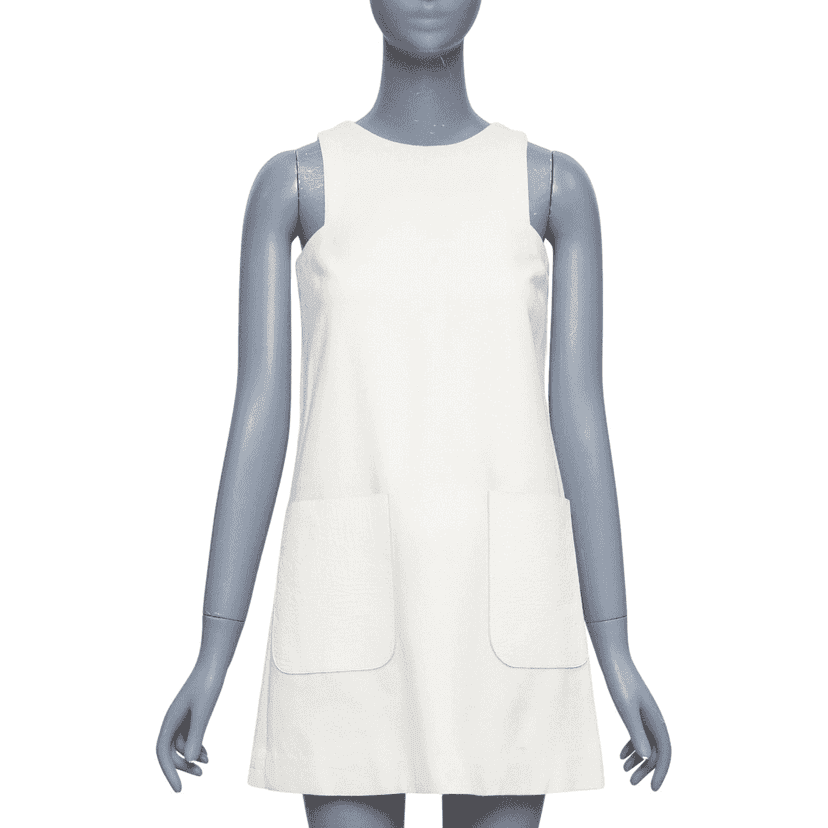 Fendi Leather Patch Dress Ecru Wool Good condition - Front View