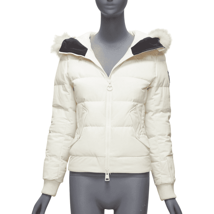 Rossignol Ivory Fur Hooded Puffer Ecru Polyamide Good condition - Front View
