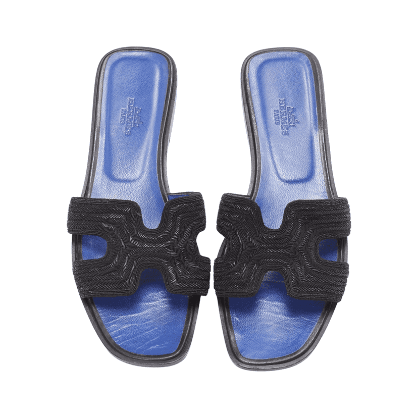 Hermès Beaded Insole Sandals Black Plastic Very good condition - Front View