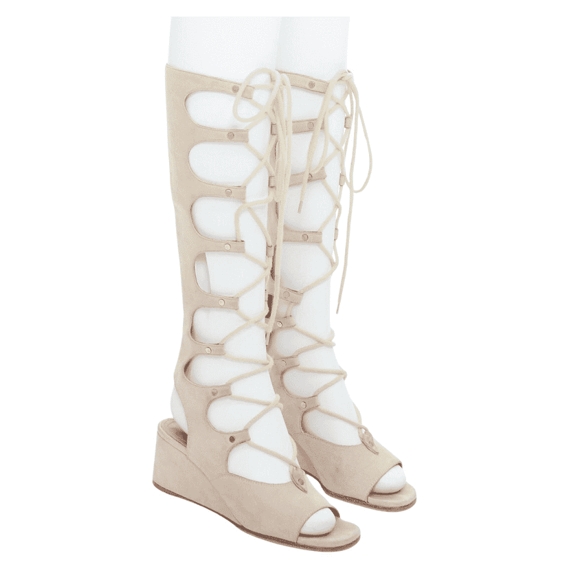 Chloé Suede Gladiator Wedges Beige Suede Fair condition - Front View