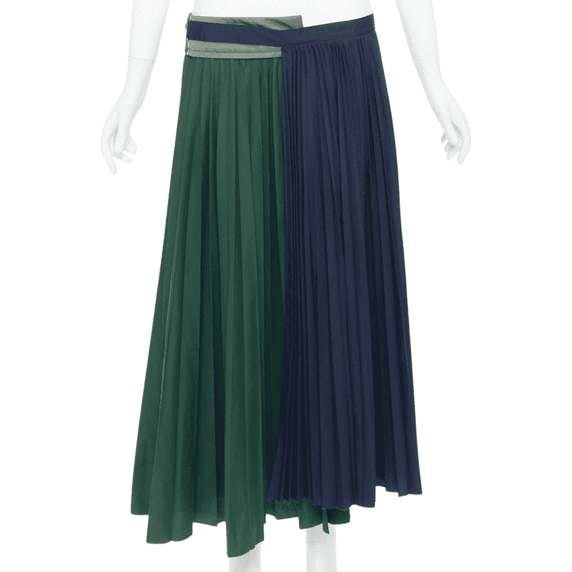 Sacai Deconstructed Pleated Skirt Green Polyester Very good condition - Front View
