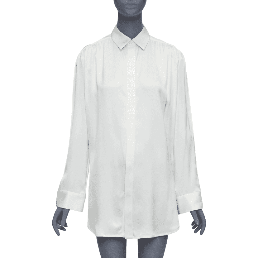 Bottega Veneta Ruched Raglan Shirt Beige Silk Very good condition - Front View