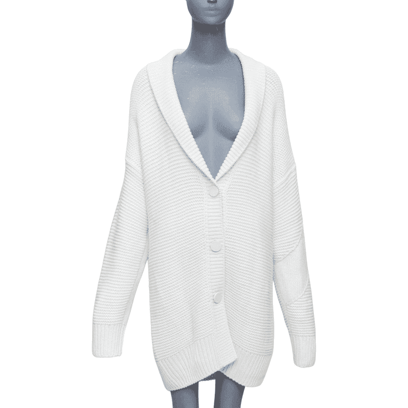 Hermès Leather Button Cardigan Ecru Cashmere Very good condition - Front View