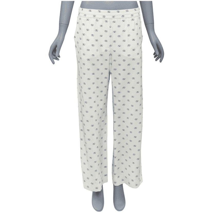 Valentino Garavani Trim Waist Pants Ecru Silk Never worn - Front View