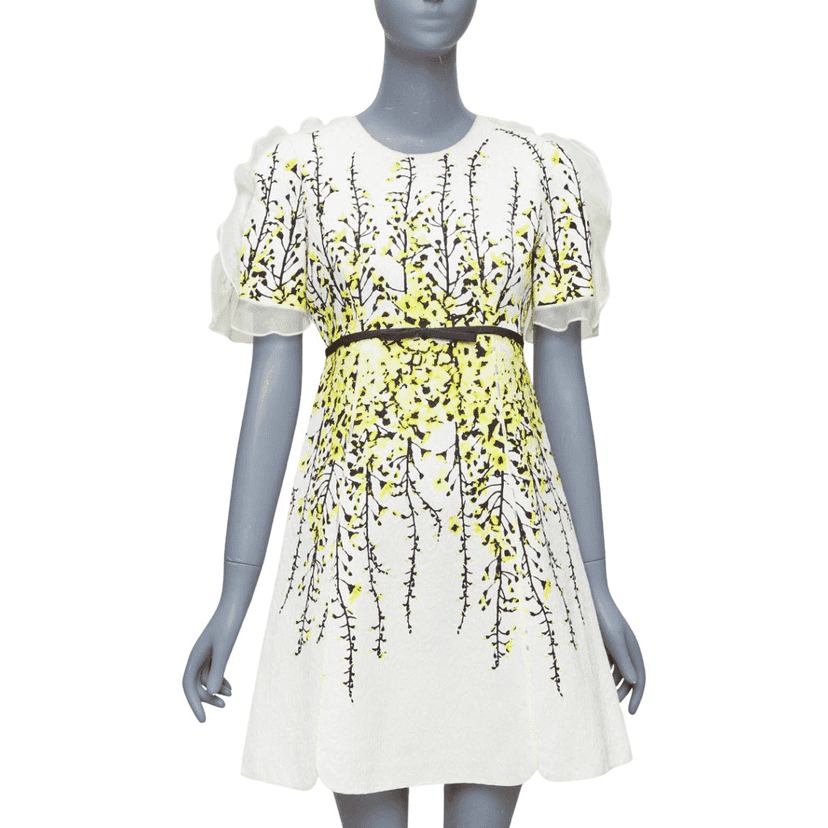 Giambattista Valli Flutter Jacquard Dress Beige Viscose Never worn - Front View