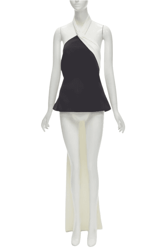 Safiyaa Asymmetrical Train Top Black Polyester Never worn - Front View